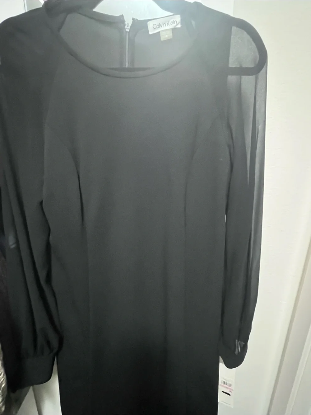 Calvin Klein ck 10 Classic Black Long-Sleeve Shift Dress - Women's sheer - Picture 5 of 6
